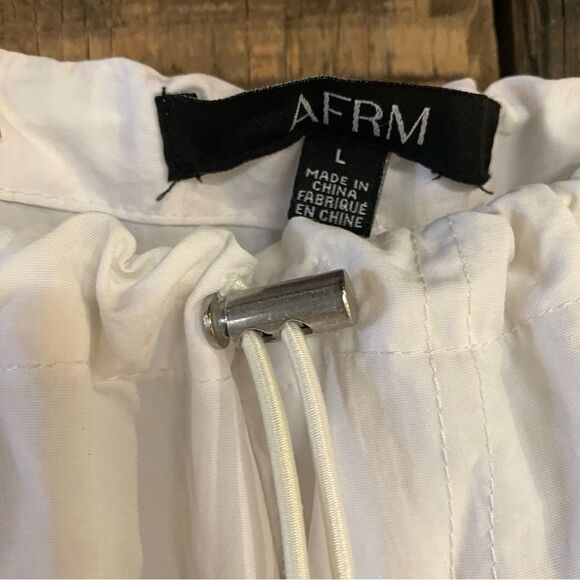 NWT AFRM Etienne Cargo Pant White Grey nylon techno loose fit Revolve L - Picture 8 of 9